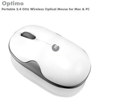 Macally USB Wireless Optimo Maus weiß kabellos Funk Optical Mouse Bamboo optisch