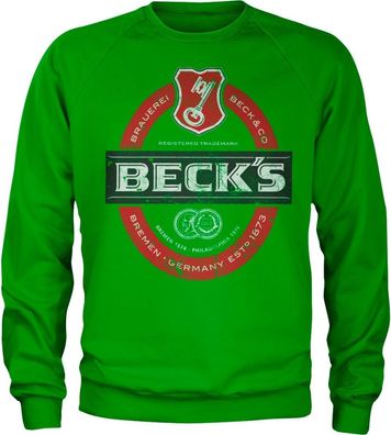 Beck's Beer Washed Label Logo Sweatshirt Green