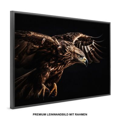 Adler Vogel Tier , Wandbild , Premium Leinwand-Bild mit Rahmen , KUNST DEKO