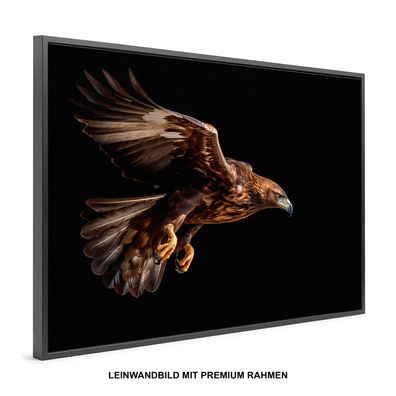 Wandbild Adler Vogel Tier , Premium Leinwand-Bild mit Rahmen , KUNST DEKO