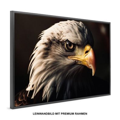 Wandbild Adler Vogel Tier , Premium Leinwand-Bild mit Rahmen , HOME DEKO KUNST