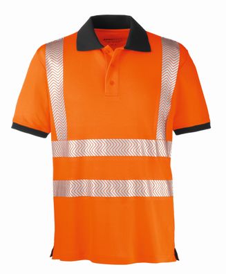 4PROTECT Warnschutz-Polo-Shirt Orlando Leuchtorange/ Grau