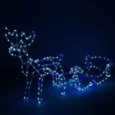LED Rentier mit Schlitten Beleuchtet Lichtschlauch 288 LED Weihnachten 210 cm