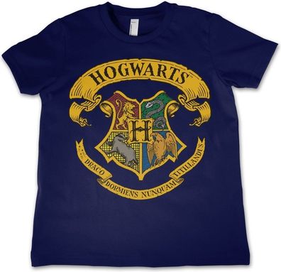 Harry Potter Hogwarts Crest Kids T-Shirt Kinder Navy