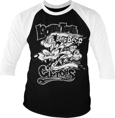 Looney Tunes Customs Baseball 3/4 Sleeve Tee T-Shirt White-Black