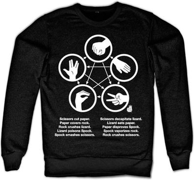 The Big Bang Theory Sheldons Rock-Paper-Scissors-Lizard Game Sweatshirt Black