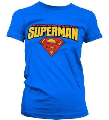Superman Blockletter Logo Girly T-Shirt Damen Blue
