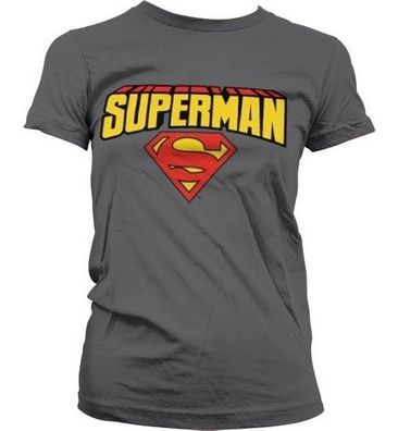 Superman Blockletter Logo Girly T-Shirt Damen Dark-Grey