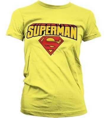 Superman Blockletter Logo Girly T-Shirt Damen Yellow