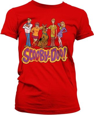Team Scooby Doo Distressed Girly Tee Damen T-Shirt Red