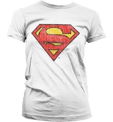 Superman Washed Shield Girly T-Shirt Damen White