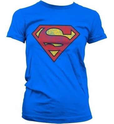 Superman Washed Shield Girly T-Shirt Damen Blue