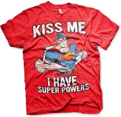 Superman Kiss Me I Have Super Powers T-Shirt Red