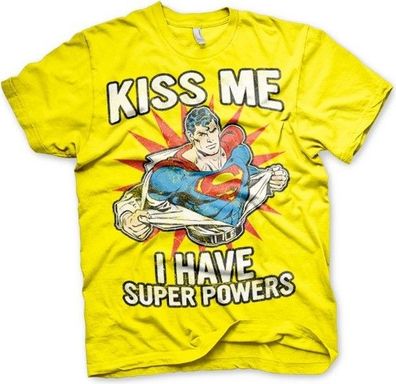 Superman Kiss Me I Have Super Powers T-Shirt Yellow