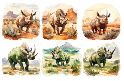Bügelbild Bügelmotiv Nashorn Urzeit Rhinozeros Junge Mädchen verschiedene Größen
