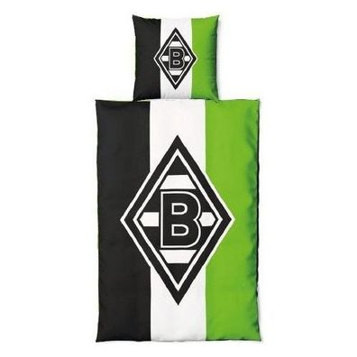 Borussia Mönchengladbach Wendebettwäscheset Schrägstreifen Fußball Schwarz/ Wei...