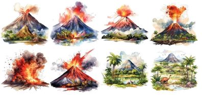 Bügelbild Bügelmotiv Vulkan Explosion Dino Junge Mädchen verschiedene Größen