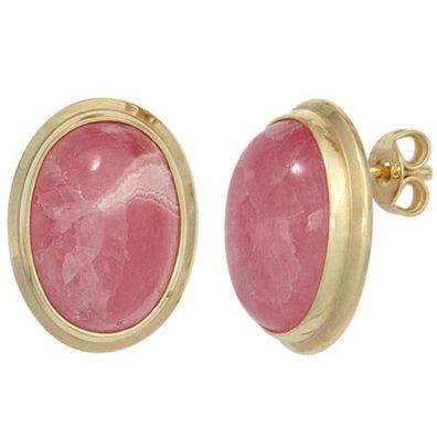 Ohrstecker 585 Gelbgold 2 Rhodochrosite rosa Ohrringe