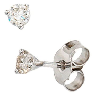 Ohrstecker rund 585 Gold Weißgold 2 Diamanten Brillanten 0,25 ct