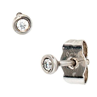 Ohrstecker rund 950 Platin mattiert 2 Diamanten Brillanten 0,05 ct