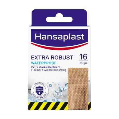 Hansaplast Extra Robust Waterproof, Textil-Pflaster - 16 Stück | Packung (16 Stück)
