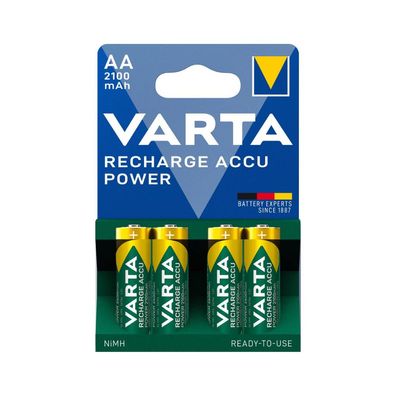 Varta Recharge Accu Power AA 2100 mAh Batterie - 4 Stück | Packung (4 Stück)