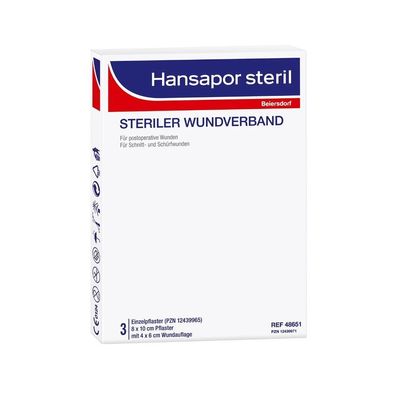 Hansaplast Hansapor Steril, 8 cm x 10 cm, 25 Stück - B06Y3PSMMX | Packung (25 Stück)