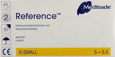 Reference?Untersuchungshandschuh aus Latex, gepudert, X-Small (5,5) | Packung (100 St
