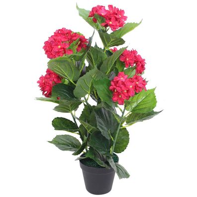 vidaXL Künstliche Hortensie mit Topf 60 cm Rot