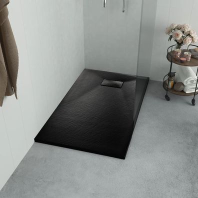 vidaXL Duschwanne SMC Schwarz 100×70 cm