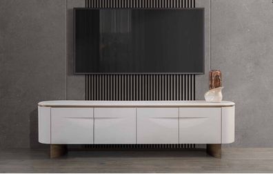 TV Ständer stilvoll RTV Lowboard Wohnwand Sideboard Weiß Holz Modern Design