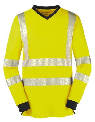 4PROTECT Warnschutz-Langarm-Shirt Jacksonville Leuchtgelb/ Grau