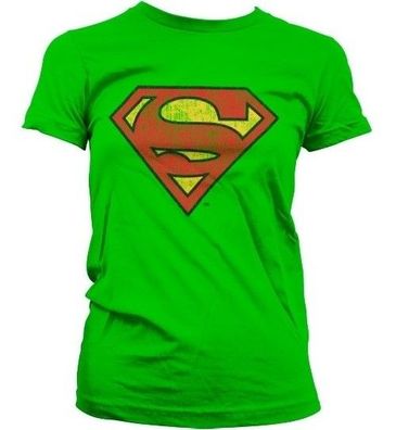 Superman Washed Shield Girly T-Shirt Damen Green