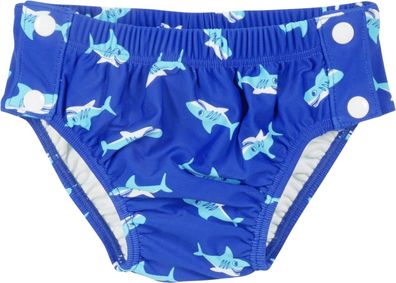 Playshoes Kinder Badehose UV-Schutz Windelhose Hai zum Knöpfen Blau