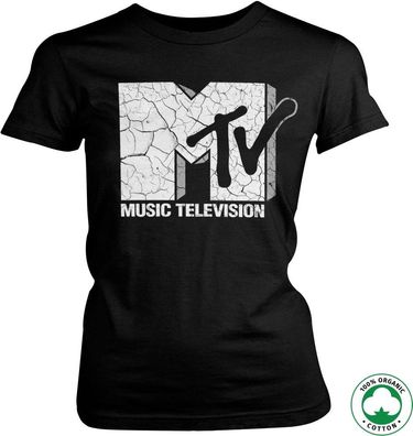 MTV Cracked Logo Organic Girly T-Shirt Damen Black