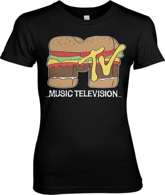 MTV Hamburger Girly Tee Damen T-Shirt Black