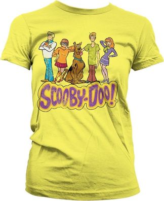 Team Scooby Doo Distressed Girly Tee Damen T-Shirt Yellow