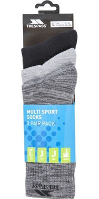 Trespass Socken Jackbarrow - Male 3 Pair Pack Trekking Socks Carbon Melange / Ston...