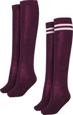 Urban Classics Damen Socken Ladies College Socks 2-Pack Burgundy