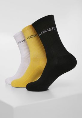 Urban Classics Socken Wording Socks 3-Pack Black/ White/ Yellow