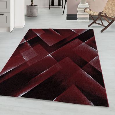 Kurzflor modern Teppich Wohnzimmerteppich 3-D Muster Dreieck Rechteckig ROT