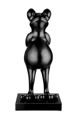 Gilde Skulptur Frosch "Frog" schwarz metallic, auf schwarzem Marmorsockel 30 x 5 ...