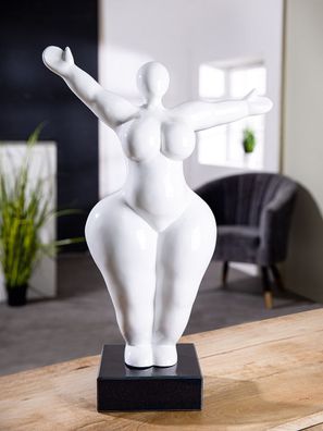 Gilde Skulptur "Lady" weiß glänzend, auf schwarzer Marmorbase 15 x 15 x 5 cm H: ...