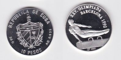 10 Pesos Silber Münze Kuba 1990 Turner Olympiade Barcelona 1992 (155454)