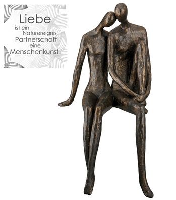 Gilde Kantensitzer Skulptur XL "Couple" bronzefarben, sitzendes Paar H: 35 cm B: ...