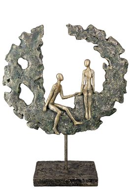 Gilde Skulptur "Hold your hand" grün/ antik goldfarben, Paar im Ring H: 31.50 cm ...