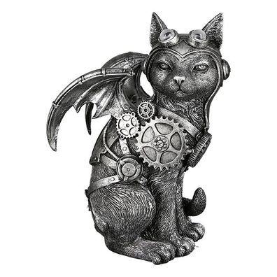 Gilde Skulptur "Steampunk Cat" antik silberfarben H: 24 cm B: 9 cm T: 14cm 89352