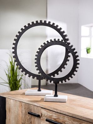 Gilde Skulptur "Wheel" schwarz, auf Marmorbase H: 58 cm B: 46 cm T: 10.50cm 50665