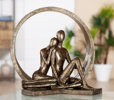 Gilde Skulptur "Vertrautheit" antik bronzefarben, Paar im Rahmen H: 30 cm B: 33 ...