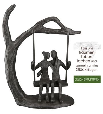 Gilde Design Skulptur "Goals" brüniert, Paar auf Schaukel am Baum H: 16.50 cm B: ...